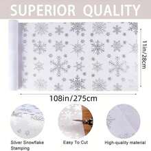 1pc White With Silver Snowflake Table Runner 11"X108", DIY Party Decor, Suitable For Home, Wedding, Birthday Party, Christmas, Banquet Table Decoration (White) - Multicolor - View 3