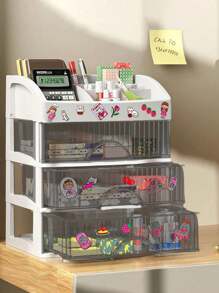 Transparente Kunststoff Mehretagenaufbewahrungsbox - Parfüm, Pflegeprodukte, Make-up Pinsel und Bad-Utensilien Desktop Aufbewahrungsbox, staubdicht Schminktisch und Schreibtisch Organizer, modernes ästhetisches Design, einfacher Stil, stabiles Material