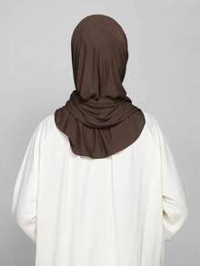 1件装速戴针织头巾，采用柔软透气、不易起球的面料制成。系带式头巾。适合穆斯林全年日常佩戴。 - 咖啡棕 - 查看 6