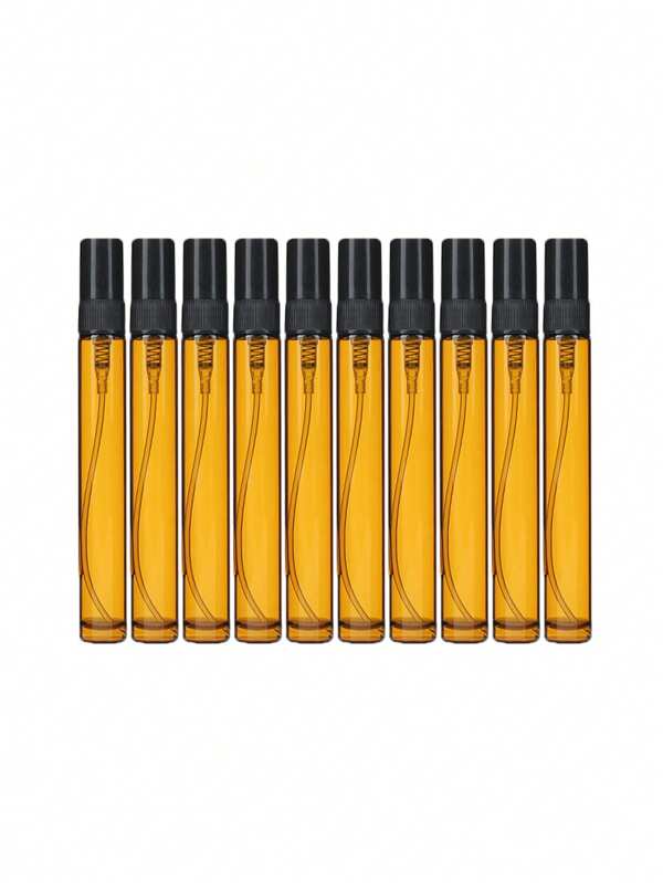 10pcs 2ml 3ml 5ml 10ml Amber Portable Glass Perfume Bottle Empty Refillable Bottle Cosmetics Bottle Sample Glass Vials