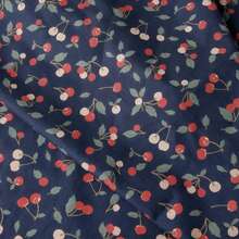 0.5m/1m/2m/3m/4m/5m High-Quality Floral Cherry Print Lightweight & Breathable Fabric, Suitable For Fashion Clothing, Shirts, Dresses, Accessories, Dolls, Patchwork Sewing Crafts - Blue - View 2