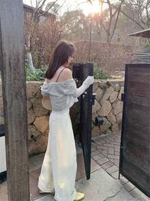 Áo len cardigan buộc dây hở vai tay dài, áo crop top cho mùa tựu trường - Xám - Xem 6