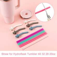 QY 6pcs Straw Replacement For  40 32 28 20oz Tumbler With Reusable BPA 6 Silicone Straw Tips Brush Compatible With Hydroflask Accessories 6 Colors  2216 - 彩色 - 查看 3