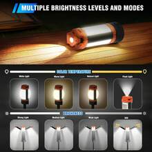 Adewalk 12000mAh Camping Light With Stand, Rechargeable Work Light, Dimmable Cordless Work Light With 3 LED Lamp Heads, Magnetic Emergency Flashlight With 79" Detachable Tripod - Orange - View 8