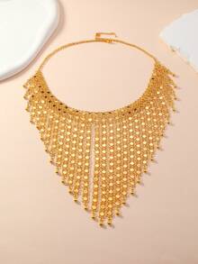 Trending European & American Cross-Border Fashion Floral Tassel Necklace, Suitable For Weddings And Holidays - Gold - View 3