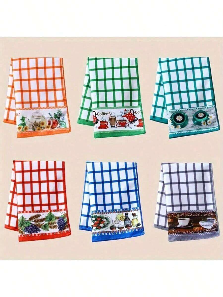 6pcs Colorful Fun Microfiber Kitchen Cloths, Super Absorbent, Oil-Resistant, Humorous Print, Fashionable Minimalist Design, Comfortable Clean & Beautiful, Multi-Scenario Kitchen Home Cleaning Pads - 3/1pc Randomly Shipped - Red - View 1