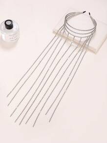 1pc Double Layer Rhinestone Tassel Hairband Party Tiaras Carnival Head Jewelry Hair Chain Head Pieces Jewelry Hair Vine Chain, Hair Jewellery, Wedding