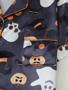 [梦幻]万圣节印花女士短袖短裤睡衣套装 - 灰石墨色 - 查看 4