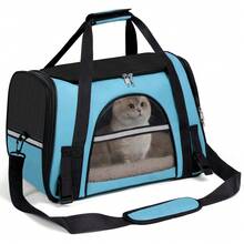 Secure Zipper Anti-Escape Pet Carrier Backpack | Spacious Ventilated Foldable Cat/Dog Travel Bag | Car & Airline Approved Collapsible Cage With Breathable Design - Lake Blue - 查看 1