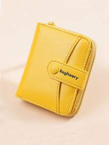 New Minimalist Plain Color Short Women Wallet Korean Style Snap Button Coin Purse Multi-Function Fashion High-End Wallet For Women Wallet Mini Wallet Purse Wallet Small Wallet Cute Wallet Wallet - Yellow - View 6