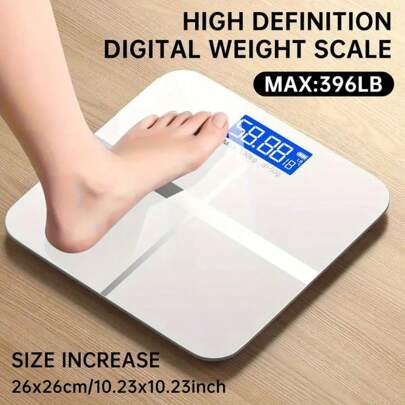 Upgraded Design, Enlarged Surface, 396 LB High-Strength & High-Precision Electronic Weight Scale, Smart Digital Bathroom Scale, Unlimited User, Automatic Recognition, HD LCD Display & Temperature Display, LB/KG Multi-Function Body Weighing Machine