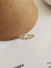 1 قطعة خاتم فضي مفتوح قابل للتعديل بسيط