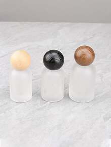 1件套30毫升/1盎司圆形木纹球形香水瓶，防漏可重复使用便携式旅行替代香水瓶，玻璃喷雾瓶，香水瓶，空瓶，木纹香水瓶。瓶身磨砂玻璃。木纹随机。假期旅行必备香水可重复填充旅行瓶 - 彩色 - 查看 4