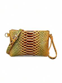 Python - Embossed Crossbody Bag: Sleek Design, Adjustable Strap, Ideal For Daily Chic - Yellow - View 5