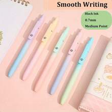 5 Packs Colorful Gel Pens In Gift Box - 0.7mm Black Ink, Quick-Dry & Smooth Writing - Low Center Of Gravity, Perfect Gift For School & Office - Black - View 3