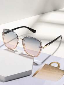 1 件男女通用方形镜框多色花卉镜片时尚眼镜，沙滩配饰，适合女性购物、驾驶、聚会、户外、旅行