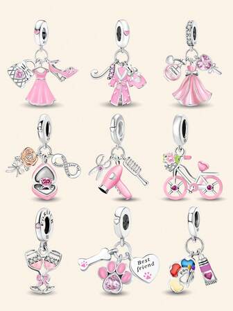 1 Pieza Elegante Cuentas de Plata de Ley 925 de la Serie de Pintura Apta para Pulseras y Brazaletes de Mujer, Manualidades de Joyería DIY y Decoración de Atuendos Diarios para Niñas Volviendo a la Escuela