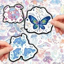 53 件涂鸦星夜小生物贴纸 PVC 材料不对称形状适用于剪贴簿日记本手提箱整理器桌面小风扇头盔自行车装饰自粘贴纸一次性使用非常适合节日礼物和派对用品！ - 彩色 - 查看 7