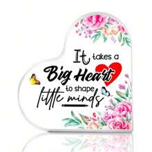 زخرفة مكتبية كلاسيكية مستوية الأبعاد 1 قطعة بشكل قلب أكريليك مع عبارة إلهامية "تحتاج إلى قلب شجاع لتشكيل قلب صغير"، ديكور منزلي، هدايا المناسبات، مناسبة للمراهقين واحتفالات الفصل، زخرفة قلب، بند هدية، تصميم نكتة، طباعة حيوية ، مستوية الأبعاد