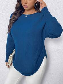 كنزة صوفية كاجوال نسائية ذات لون واحد أحجام كبيرة