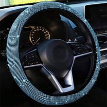 1pc Sparkling Pink Rhinestone Steering Wheel Cover With Crystal Diamonds, Breathable Anti-Slip Steering Wheel Protector (Fits 14.2" - 15.3" Inch), Multiple Colors Available: White Diamond, Black Diamond, Blue Diamond, Red Diamond,Car Accessories - Pink - View 9