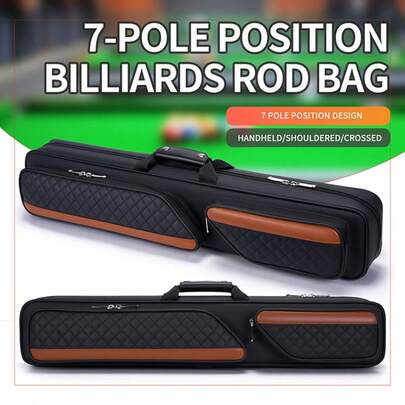 Estuche para taco de billar 3x4 que sostiene 3 tacos y 4 varas, estuche de transporte para taco de billar con asa y correa de hombro transpirable, bolsa acolchada para taco de billar con bolsillo frontal para accesorios, negro, regalo de Halloween