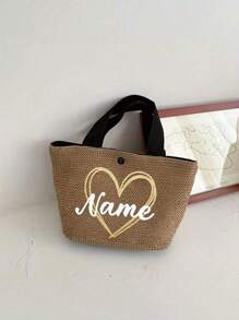 1pc Customizable Bohemian Style Large Woven Tote Bag, Customize Roomy Black White Handbag For Beach, Camping Outdoors, Fabric With Magnetic Closure, Ideal For Women's Adventure, Beach Bag, For Commuting, School And Shopping, Convenient For Outdoor Use, Teacher Gift, Perfect Choice For Vacation And Festival, Thanksgiving Gifts, Best Teacher, Middle School Students, High School Senior High School Students, College Students, University Students, Freshman, Sophomore, Underclassmen