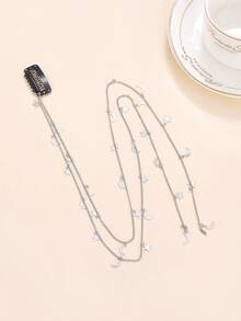 1/2pcs Copper Chain & Iron Plate Hair Clip, Suitable For Daily Wear, Head Accessories - Silver - View 2