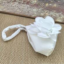 Elegant 3D Flower Decor Soft Clutch Handbag For Women - White - View 3