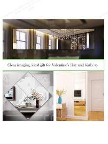 4pcs Adhesive Dorm Makeup Mirror, High Definition Frameless Splicing Wall Mounted 2mm Acrylic Mirror Tiles, Suitable For Bedroom, Bathroom, Dorm, 20*20cm - Multicolor - View 7