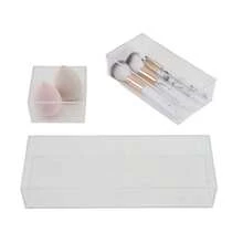 9 Pc Set 4 Hite Brushes 2 Pink Spons 3 Piece Cler Plstic Orgnizer Set - asPic - Xem 2
