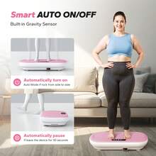 MERACH Vibration Plate Exercise Machine, Bluetooth And Silicone Pedal, Stimulate Deep Fat, Automatic Sensing, Vibration Plate For Lymphatic Drainage, Vibrating For Weight Loss - 美規A型插(110-127V) - 查看 3