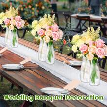 2/4/10 piezas Jarrones de plástico a rayas, jarrones de flores transparentes, manualidades de arreglos florales DIY, adecuados para diversos ramos y exhibición de decoración DIY, festivales y decoración del hogar, aplicables a la decoración de mesas, bodas, hogar, cenas, accesorios de decoración de jarrones, decoración de habitaciones, jarrones de vidrio