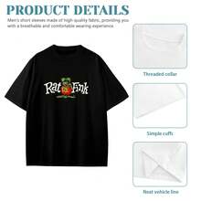 Pure Cotton Loose Casual T- Shirt, Rat Movie Fink Shirt Men' S Cotton Breathable Pattern T Shirt Fashion Cool Casual Tops Tees Black - T Shirtsoft And Breathable Fabric, Can Be Worn In All Seasons Without Picking Body Shape - Black - View 6