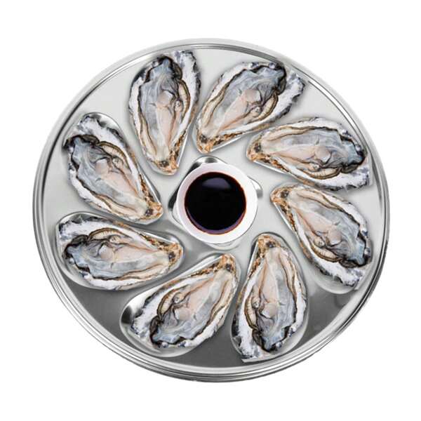 8 Fächer Große Austern Multifunktionsplatte Edelstahlplatte Französische Austern Muscheln Schalentiere Meeresfrüchte Tablett Zuhause Restaurant Gericht