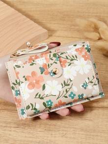 精致花朵花瓣图案带扣时尚卡夹轻薄便携现金身份证信用卡零钱袋适用于生日礼物周年纪念圣诞节情人节情侣女士女孩青少年大学生学校学生包学校用品适用于学校宿舍和返校 - 粉色 - 查看 14