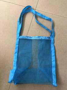1 pieza Bolso de playa de mujer de secado rápido para verano, bolsa grande con capacidad multifuncional de unicolor con malla para hombro para guardar equipo y juguetes de natación