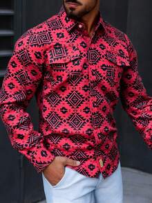 Camisa VAQUERA Manga Larga para Hombre de corte Slim roja - Rojo - Ver 1