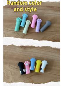 6 Stücke Stichstopper, Häkelnadel-Schützer, bunte Stricknadel-Spitzen-Saver, Katzenpfoten Stricknadel-Spitzen & Umarmungen, Nähhandwerks-Zubehör, können auch als süße Katzenpfoten-Silikon-Bleistiftspitzen, Cartoon-Stiftspitzen-Schützer, weiche Bleistiftspitzen-Abdeckungen, Anti-Schmutz-Büromaterial, tragbare Taschenstift-Clips, Zufallsfarbe, für Schulmaterial, Rückkehr zur Schule verwendet werden