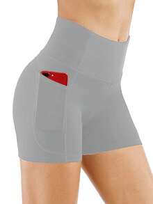 3pcs Women's Solid Yoga Shorts - 4-Way Stretch High-Waisted Workout Shorts - Anti-Chafing & Squat Proof, Lightweight For Hot Yoga, Jogging, Travel - 3pcs(black) - 查看 6