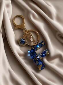 1 PC Bohemian Style Evil Eye Resin A-Z Initials Keychain, Rectangular Initials Decorative Accessories, Lobster Clasp, Mountaineering Buckle, Unisex Fashion Simple Accessories, Wallet, Backpack, Car Pendant Keychain, Suitable For Daily Travel, Holiday Gifts For Friends Or Yourself, Family, Birthday Gifts, Ramadan Gifts School Car Accessories Cute Goth Y2k