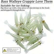 QualyQualy Fishing Soft Lures Artificial Bait Luminous Glow Shrimp Grub Worms Lure Ice Fishing Lures For Bass Walleye Trout Crappie