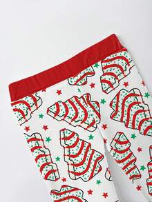 Bamboo Fiber - Christmas Tree Cake Print Set, Comfortable And Fitted, Highly Elastic, Machine Washable, Suitable For Outdoor Use Christmas Gift For Infant Boy Girl Toddler. - 紅色 - 查看 5