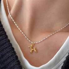1pc Lovely Sweet Balloon Puppy Pendant Necklace, Fashion Jewelry Accessories For Women, Suitable For Daily Use, Music Festival, Party, Great Gift For Friends, Puppy Keep