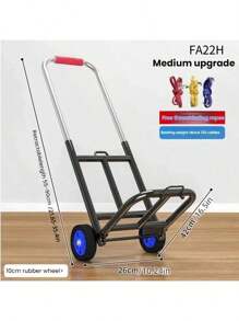 1 Set Foldable Hand Pull Cart, Household Moving Cart Trolley, Portable Shopping Cart With Wheels'