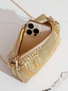 Glitter Rhinestone Decorated Handbag, Ladies Party Clutch Bag For Holding Phone, Lipstick, Perfect For Formal Events
