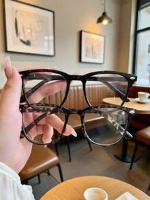1副/2副复古Y2K男女通用透明镜片眼镜，时尚百搭，修饰脸型，适合日常装饰、摄影、约会、阅读、游戏、电脑使用、返校季等场合，可与近视眼镜搭配佩戴。 - 彩色 - 查看 10