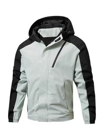 2025 New Men's Winter Jacket, Camping Christmas New Arrival Men's Contrast Color Hooded Jacket