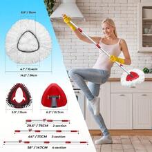 Spin Mop Head And Brush Replacement Compatible With O Cedar EasyWring 1Tank System 4 Mop Replace Heads 1 Handle 1 Base And 1 Scrub Brush Combo Set