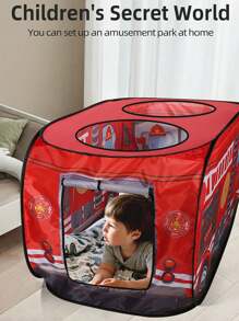 1 pieza Carpa de juego con diseño de coche y animales para bebés, juguete de casa de juegos portátil y plegable sin montaje, diseño ventilado, juguete de cabina de bloques de construcción, regalo de Navidad/Halloween/Acción de Gracias para niños y niñas, incluye carpa (varios estilos disponibles, pelotas no incluidas)